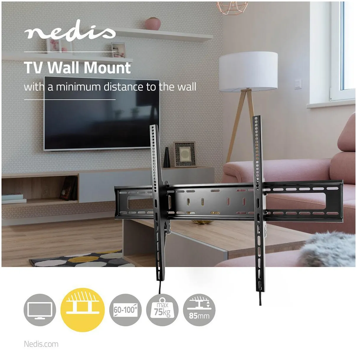 Nedis Tilt TV Wall Mount | 60 - 100 | Max. 75 kg | 85 mm Wall Distance