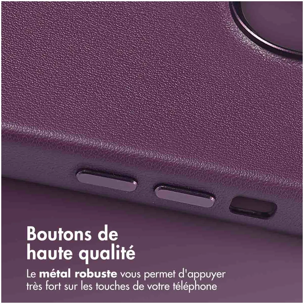 Accezz MagSafe Leather Backcover iPhone 12 (Pro) Paars