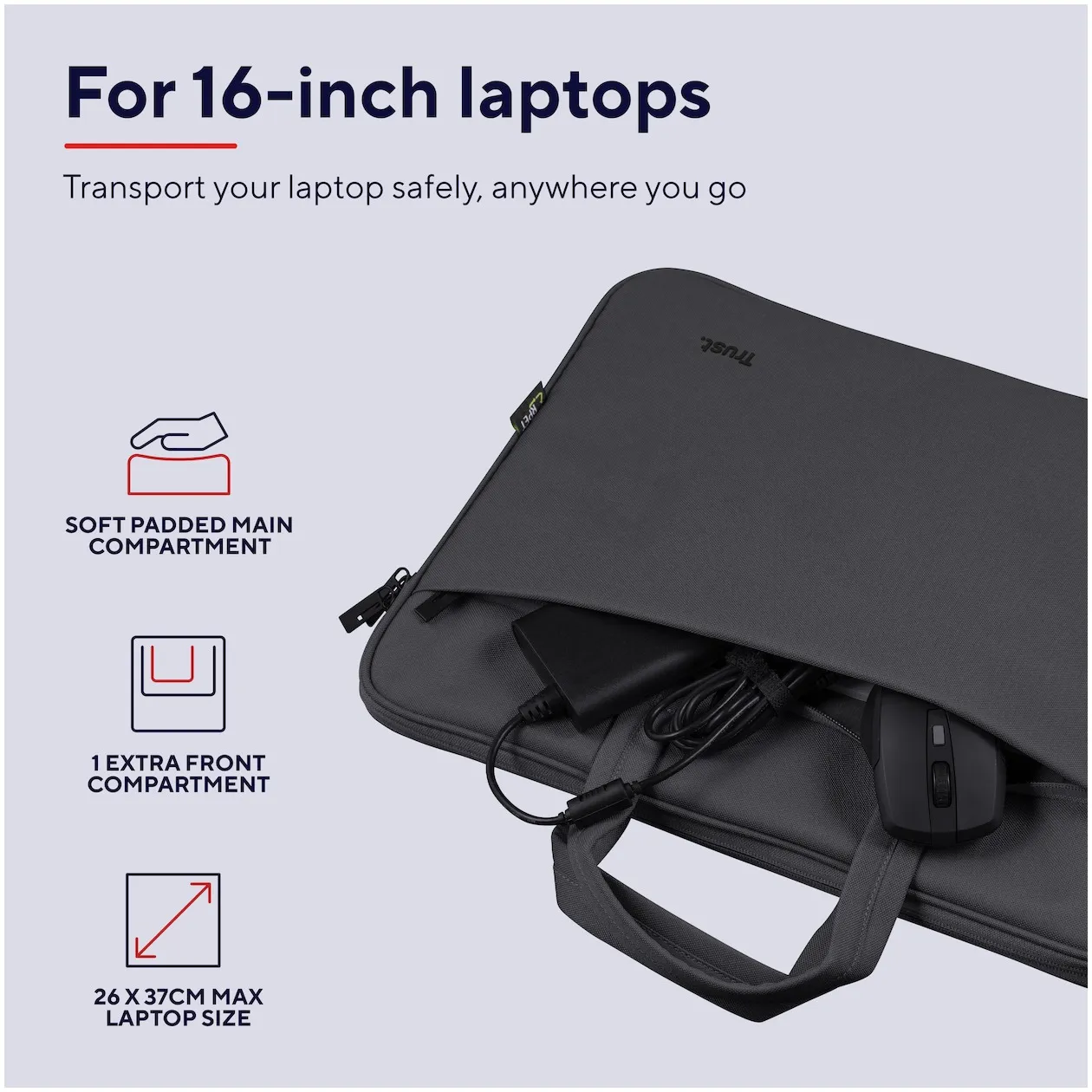 Trust Bologna Slim Laptop Bag 16 inch ECO	 Zwart