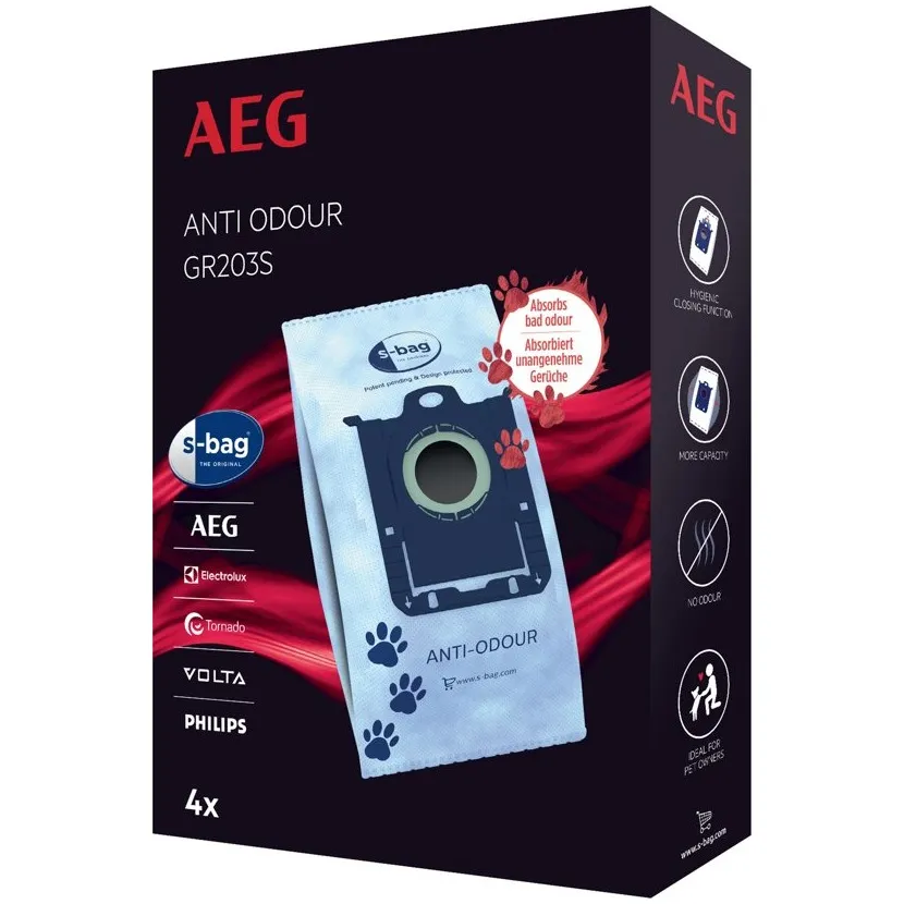 AEG GR203S S-bag long performance Anti-odour 4-bags Wit