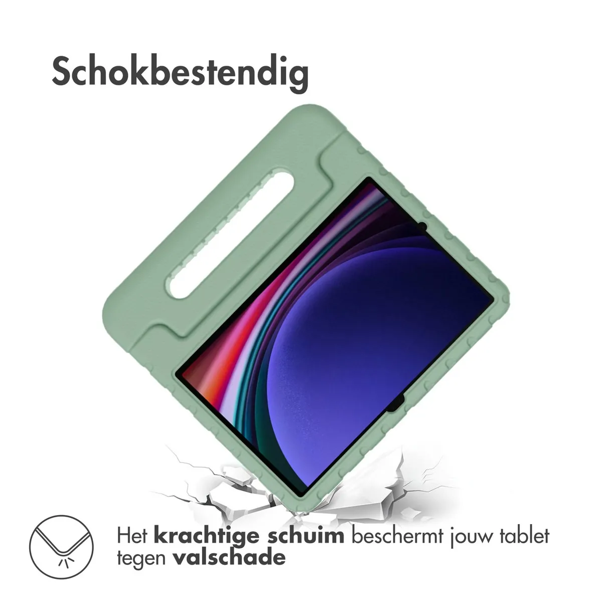 Accezz Kidsproof Backcover met handvat Samsung Galaxy Tab S9 / Tab S9 FE Olijfgroen