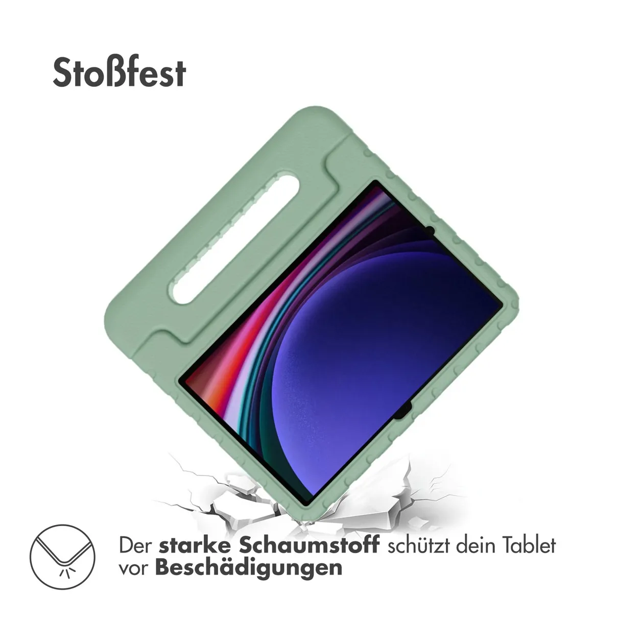 Accezz Kidsproof Backcover met handvat Samsung Galaxy Tab S9 / Tab S9 FE Olijfgroen