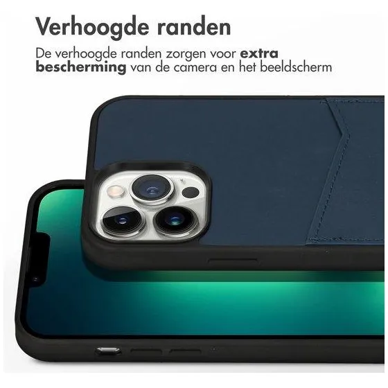 Accezz Premium Leather Card Slot Backcover iPhone 13 Pro Max Donkerblauw