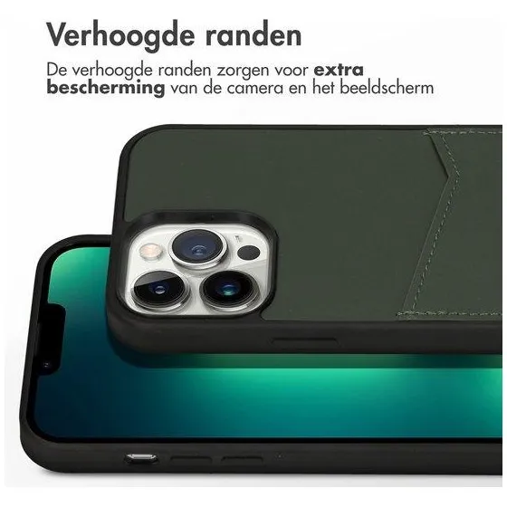 Accezz Premium Leather Card Slot Backcover iPhone 13 Pro Max Groen