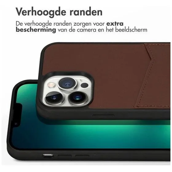 Accezz Premium Leather Card Slot Backcover iPhone 13 Pro Max Bruin