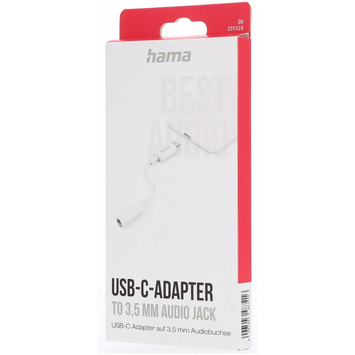 Hama Aux-adapter USB-C u 3,5-mm-jack-aansluiting Wit