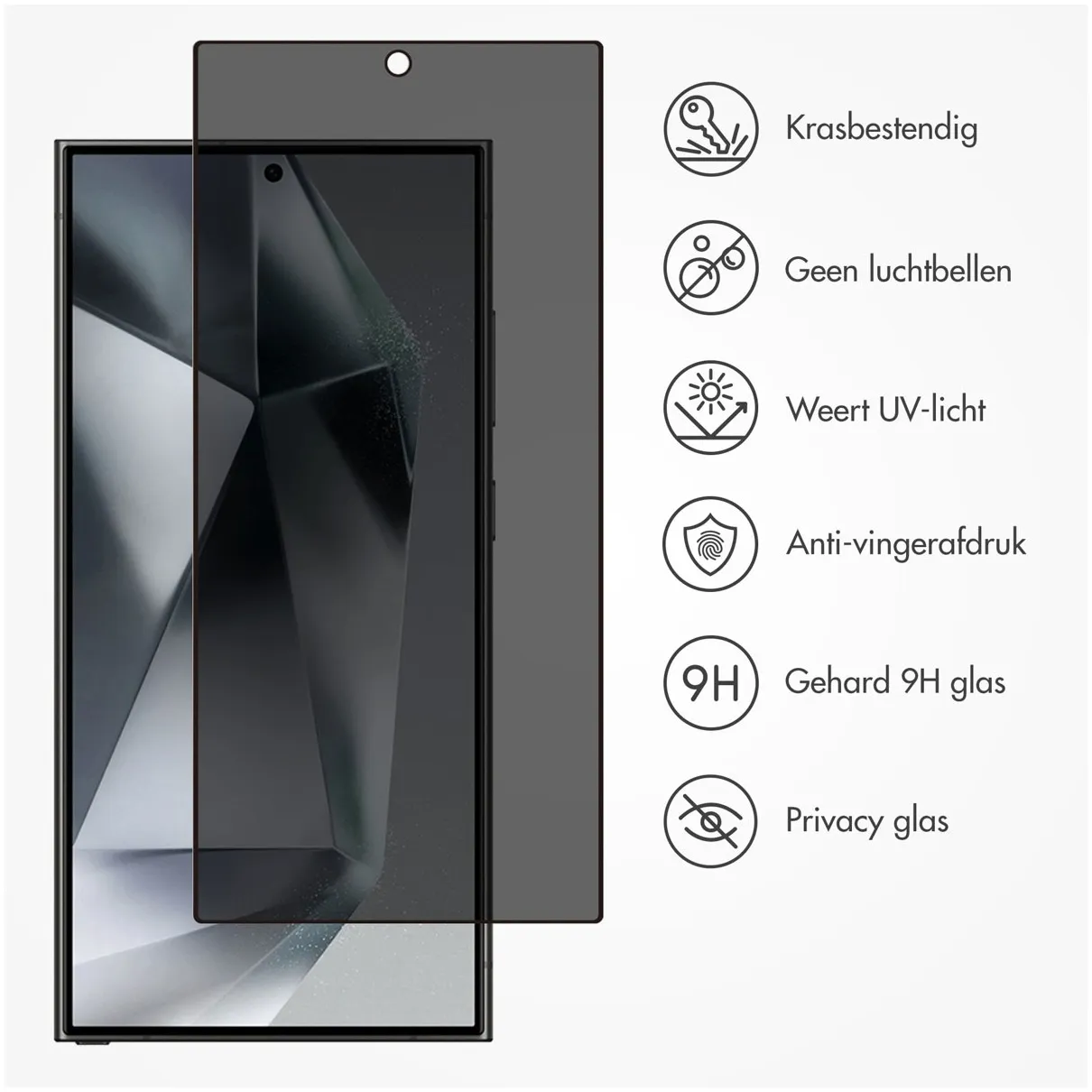 Accezz Gehard Glas Privacy Screenprotector Samsung Galaxy S24 Ultra Transparant