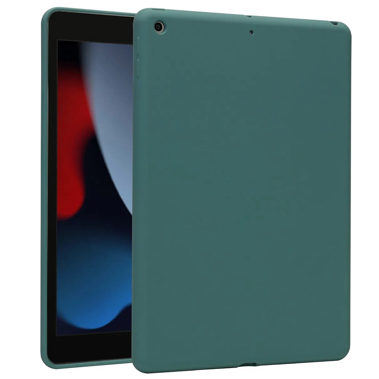 Accezz Liquid Silicone Backcover iPad 9 (2021) 10.2 inch/iPad 8 (2020) 10.2 inch/iPad 7 (2019) 10.2 inch Donkergroen