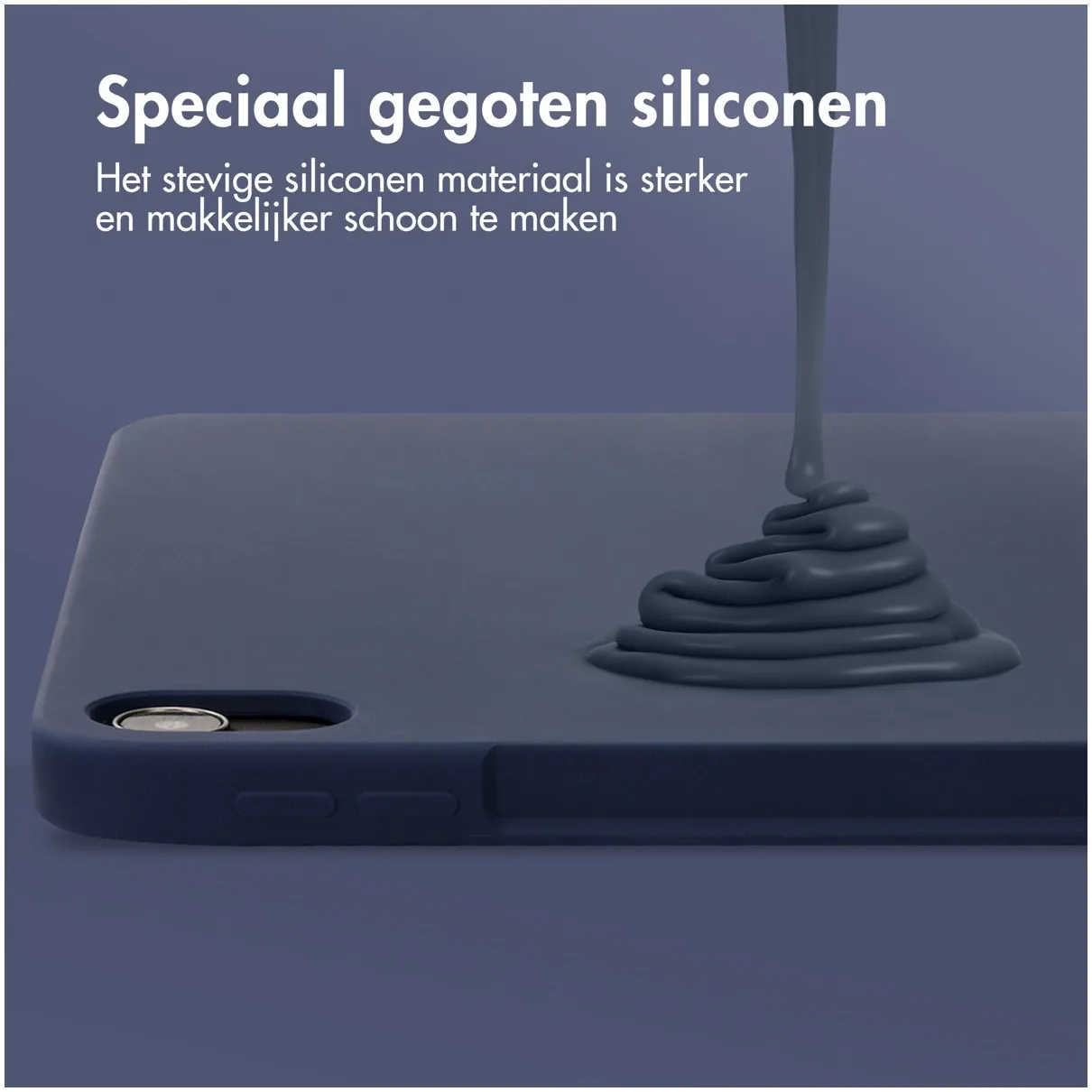 Accezz Liquid Silicone Backcover met penhouder iPad Air 5 (2022) / Air 4 (2020) Donkerblauw