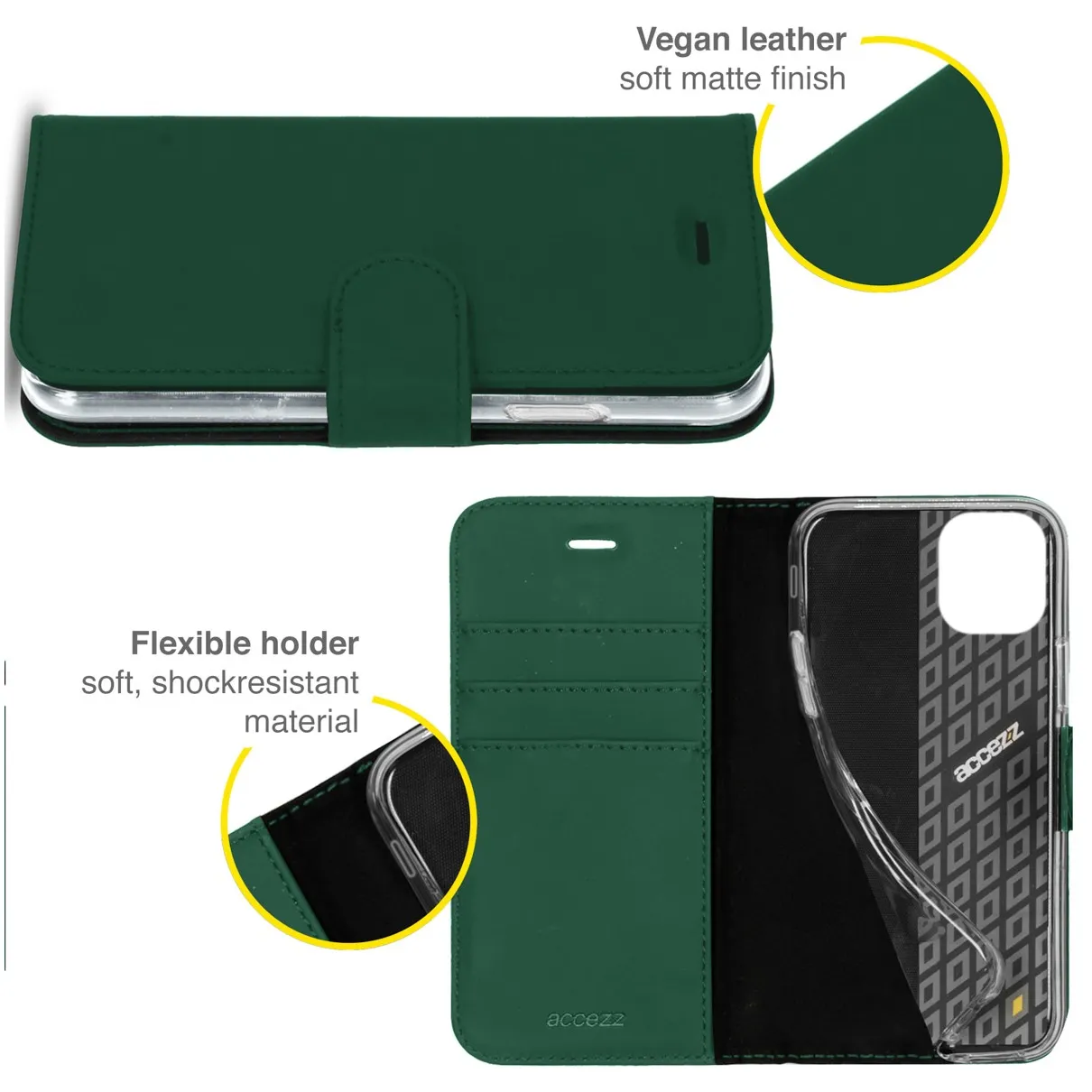 Accezz Wallet Softcase Bookcase iPhone 13 Pro Groen