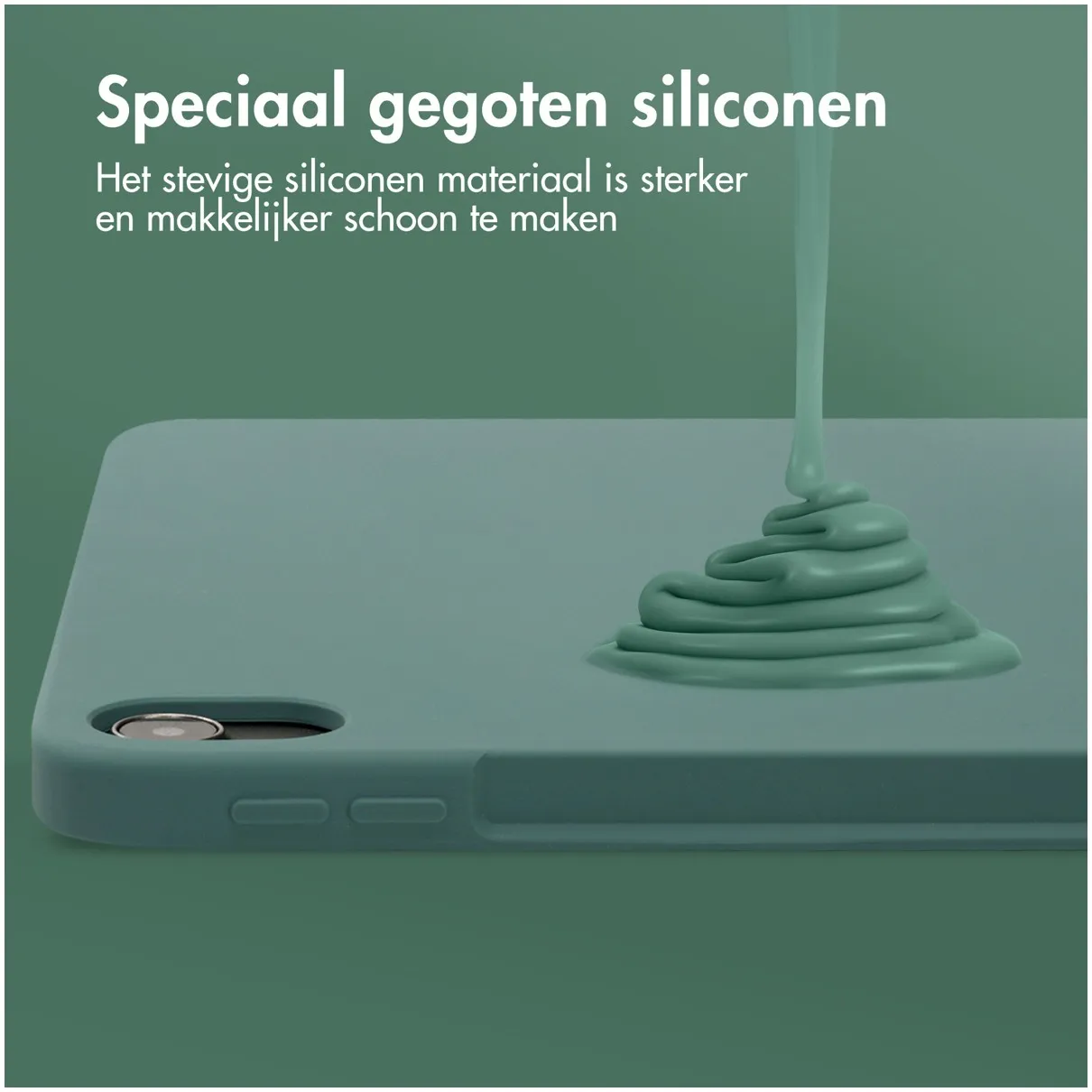 Accezz Liquid Silicone Backcover met penhouder iPad Air 5 (2022) / Air 4 (2020) Donkergroen