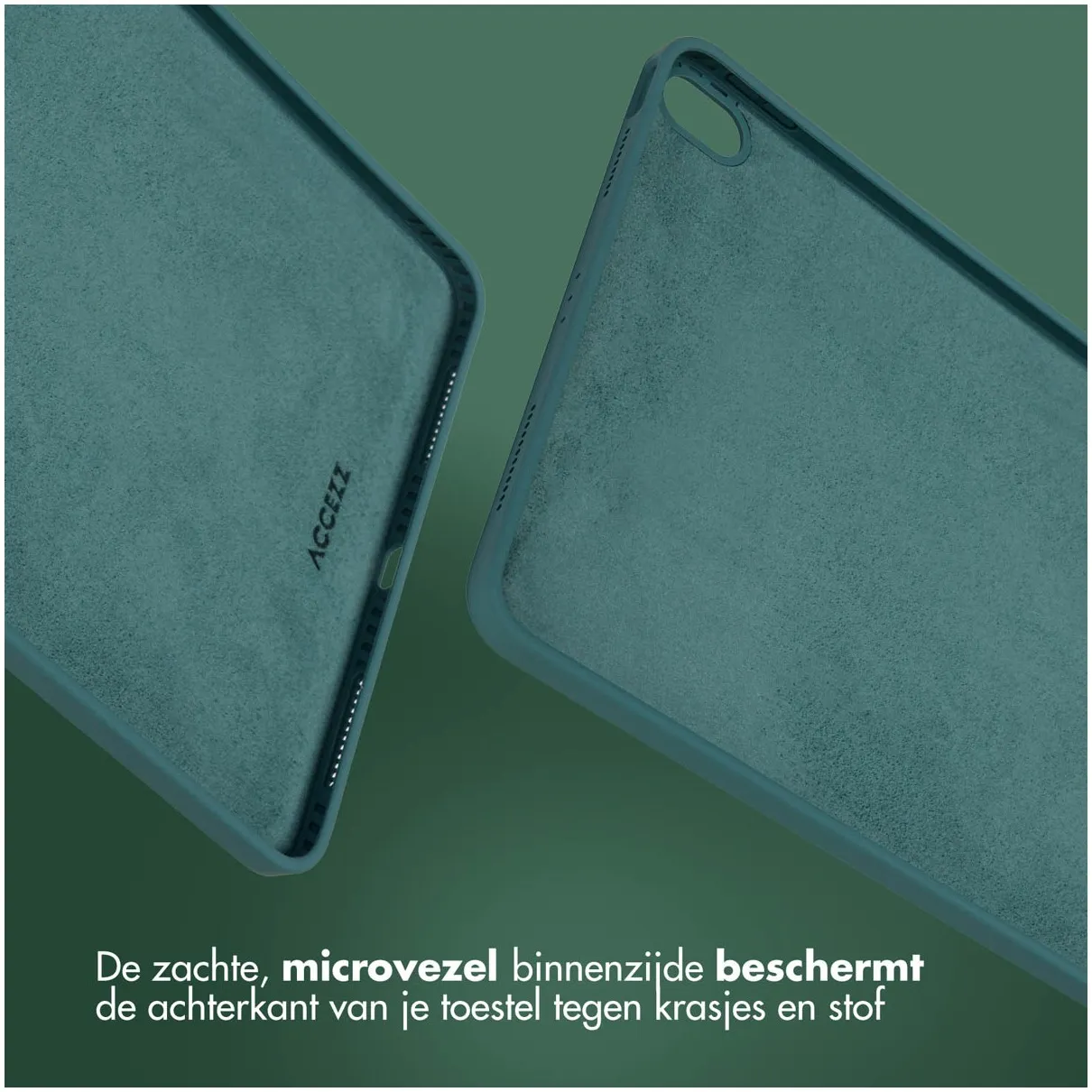 Accezz Liquid Silicone Backcover met penhouder iPad Air 5 (2022) / Air 4 (2020) Donkergroen