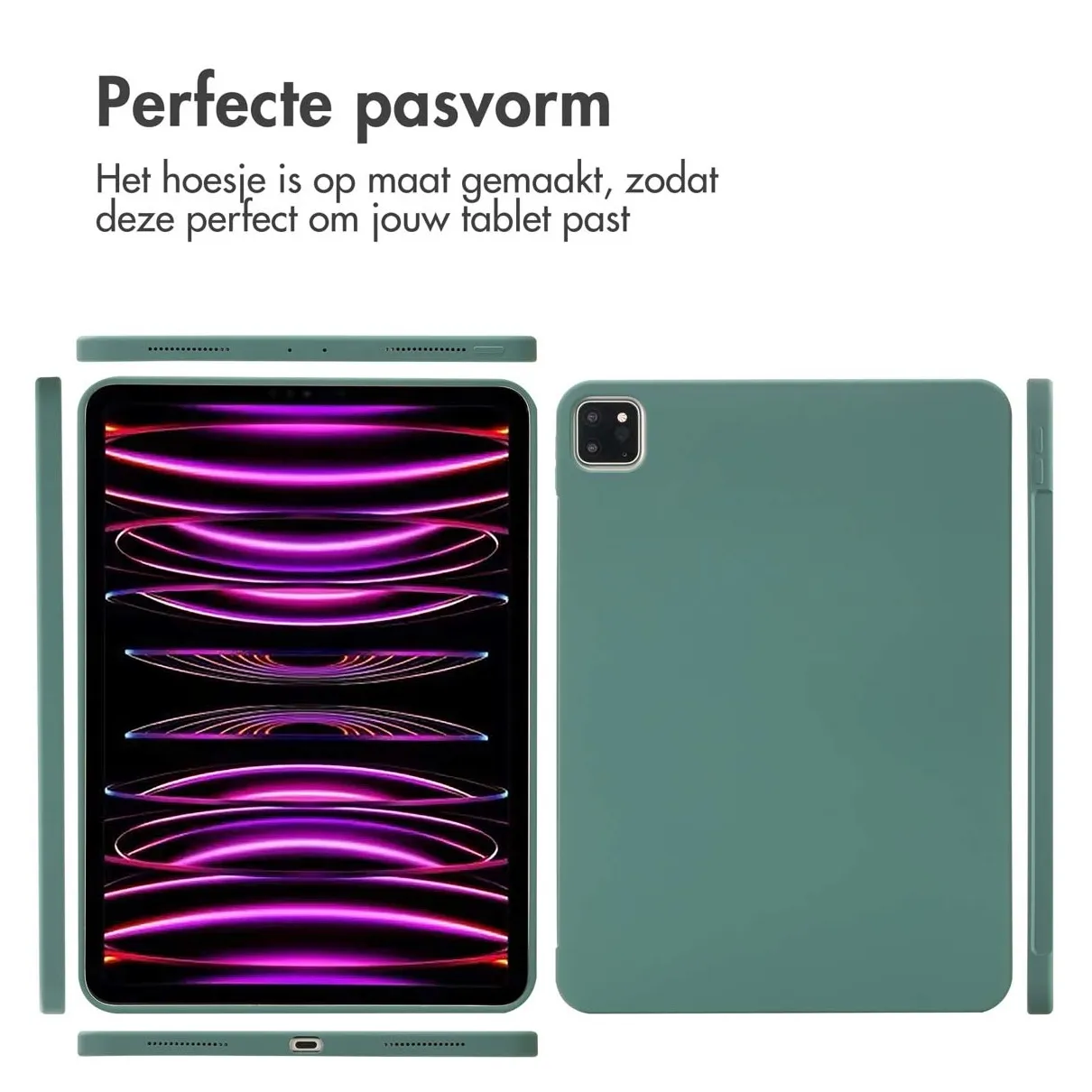 Accezz Liquid Silicone Backcover met penhouder iPad Pro 11 (2018 - 2022) Donkergroen
