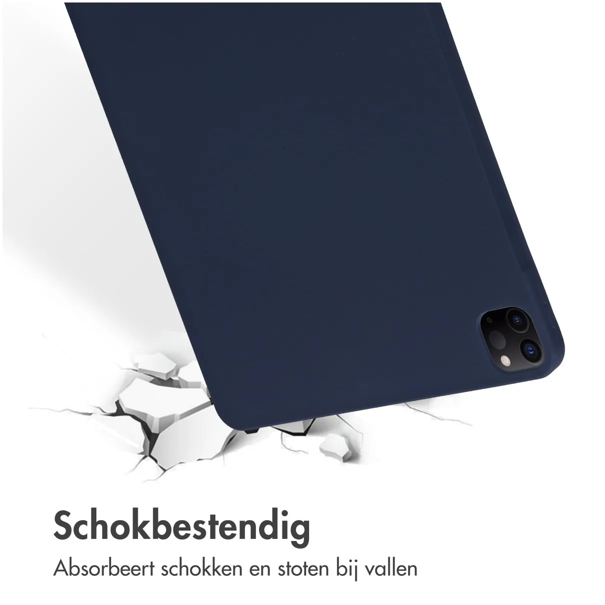 Accezz Liquid Silicone Backcover met penhouder iPad Pro 12.9 (2022) / Pro 12.9 (2021) / Pro 12.9 (2020) Donkerblauw