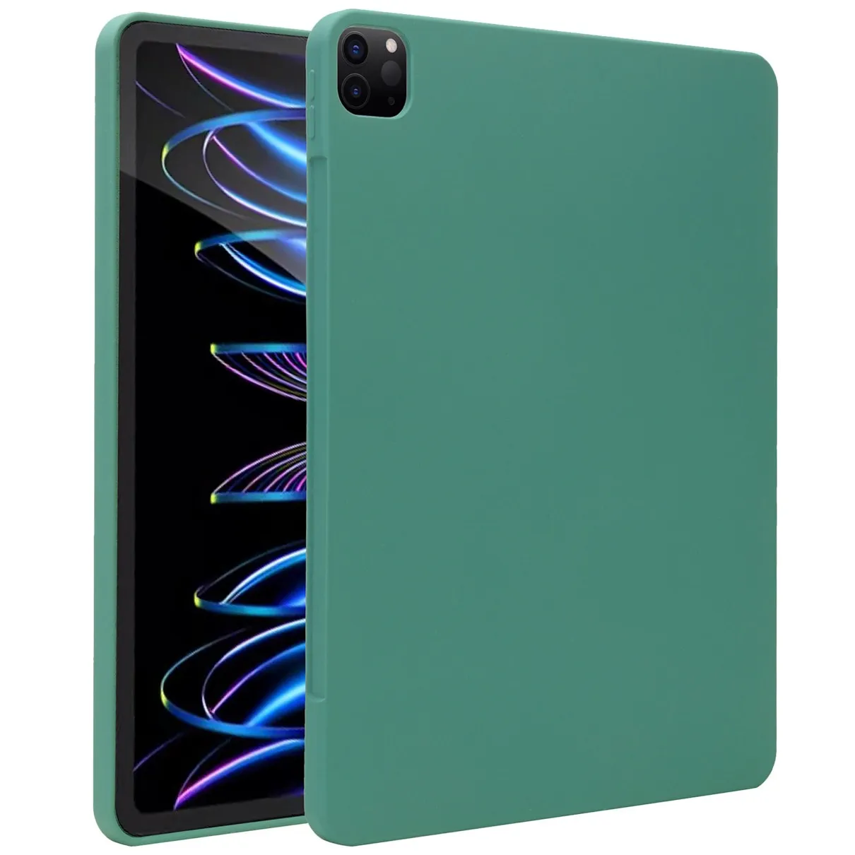 Accezz Liquid Silicone Backcover met penhouder iPad Pro 12.9 (2022) / Pro 12.9 (2021) / Pro 12.9 (2020) Donkergroen