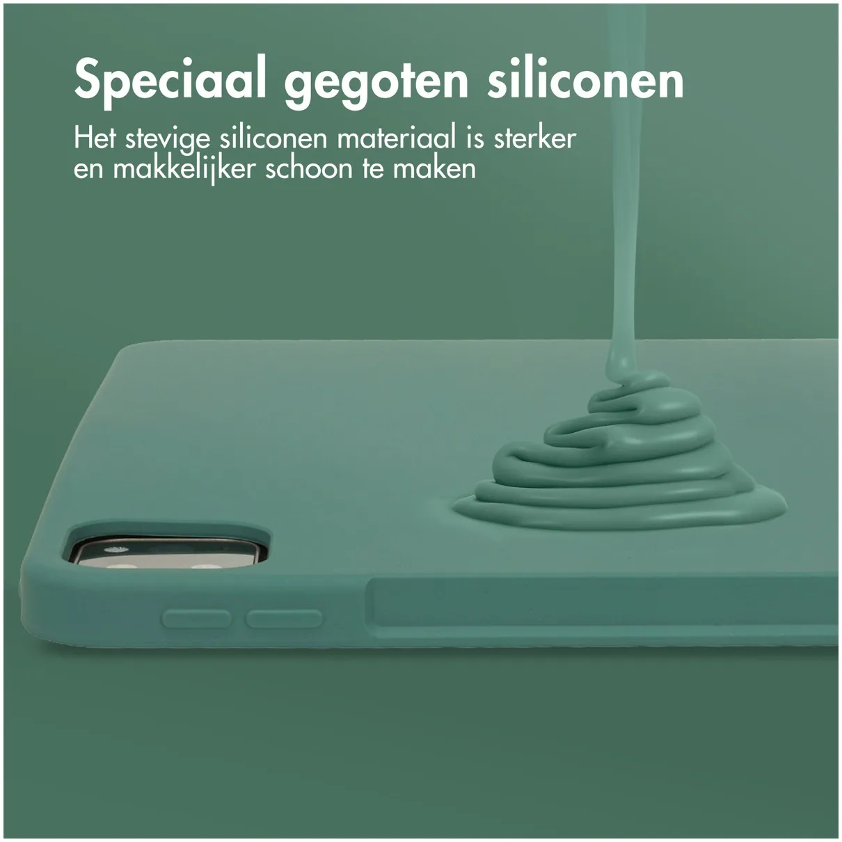Accezz Liquid Silicone Backcover met penhouder iPad Pro 12.9 (2022) / Pro 12.9 (2021) / Pro 12.9 (2020) Donkergroen