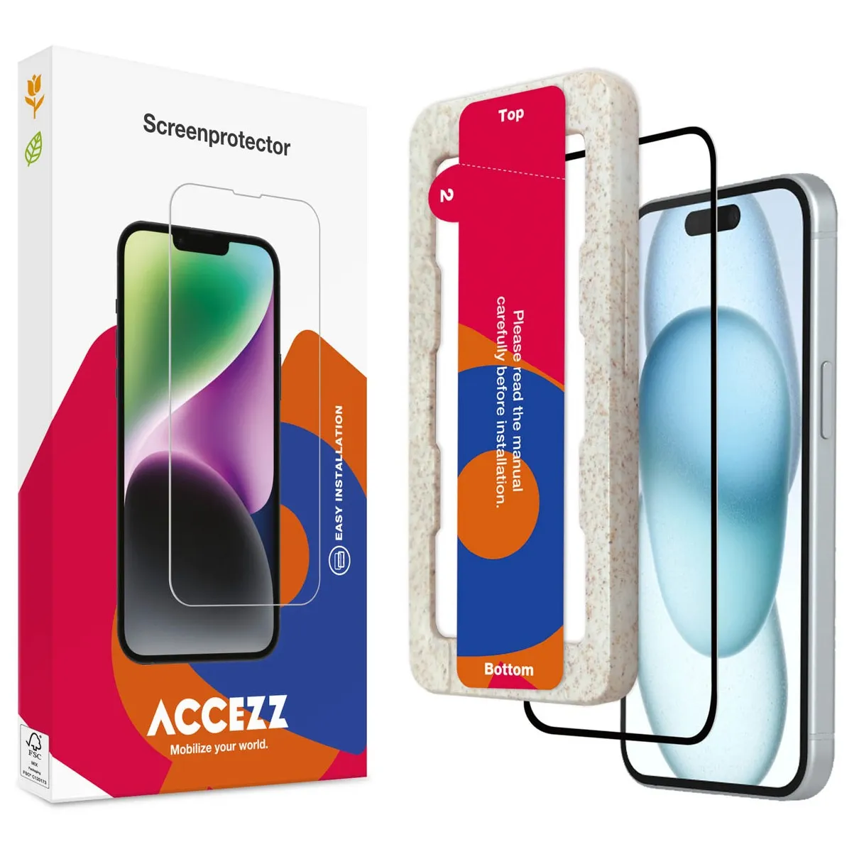 Accezz Gehard Glas Full Cover Screenprotector met applicator iPhone 15 Plus Transparant