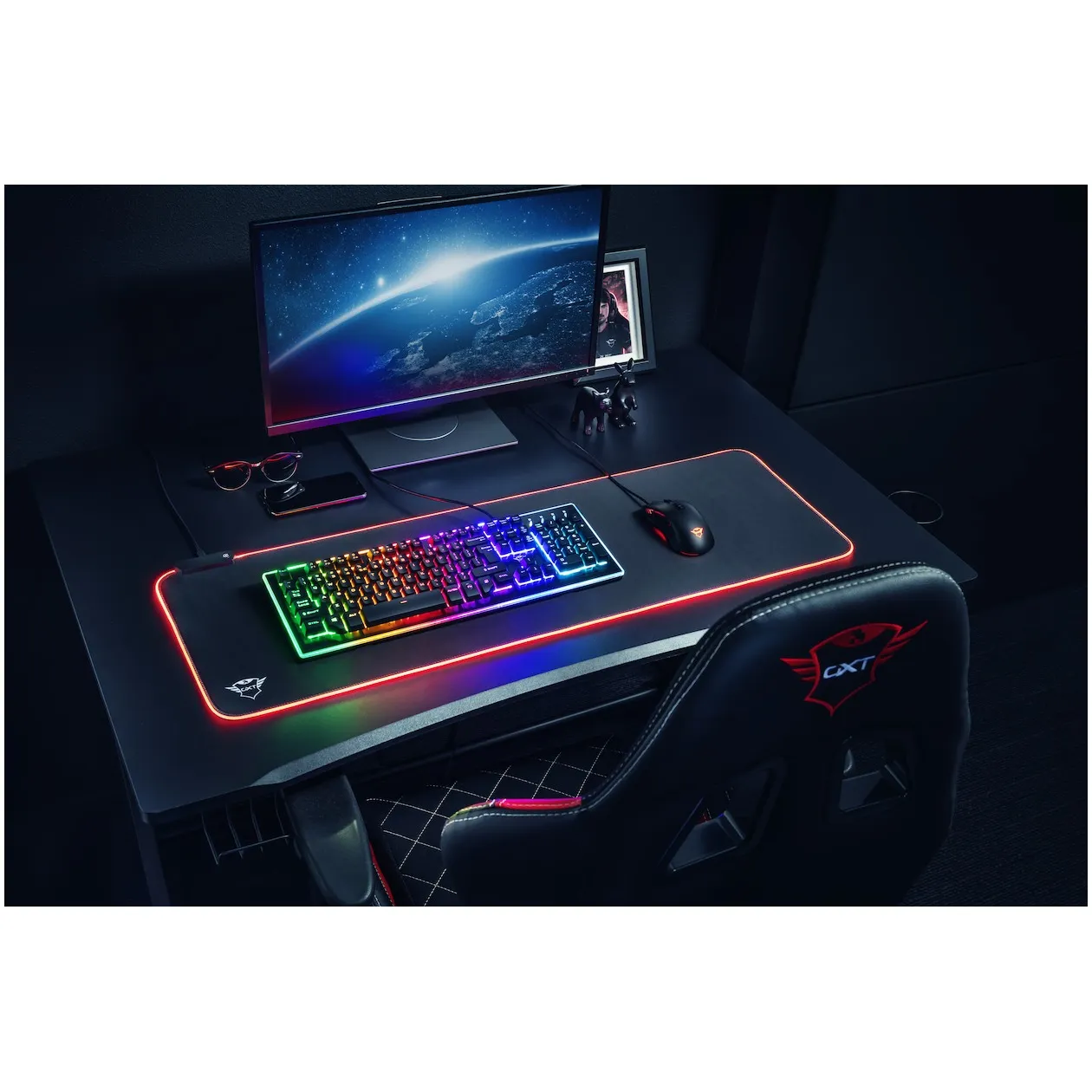 Trust GXT 764 Glide-Flex Muismat - Gaming - XXL - RGB - Illuminated Zwart