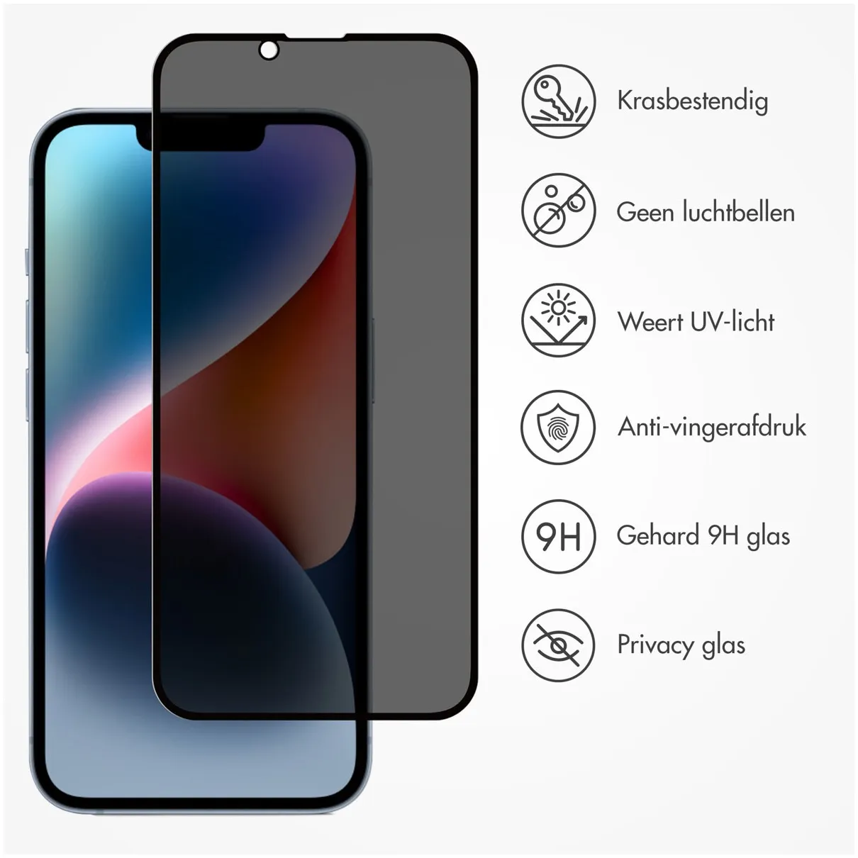 Accezz Gehard Glas Privacy Screenprotector iPhone 13 / 13 Pro / 14 Transparant