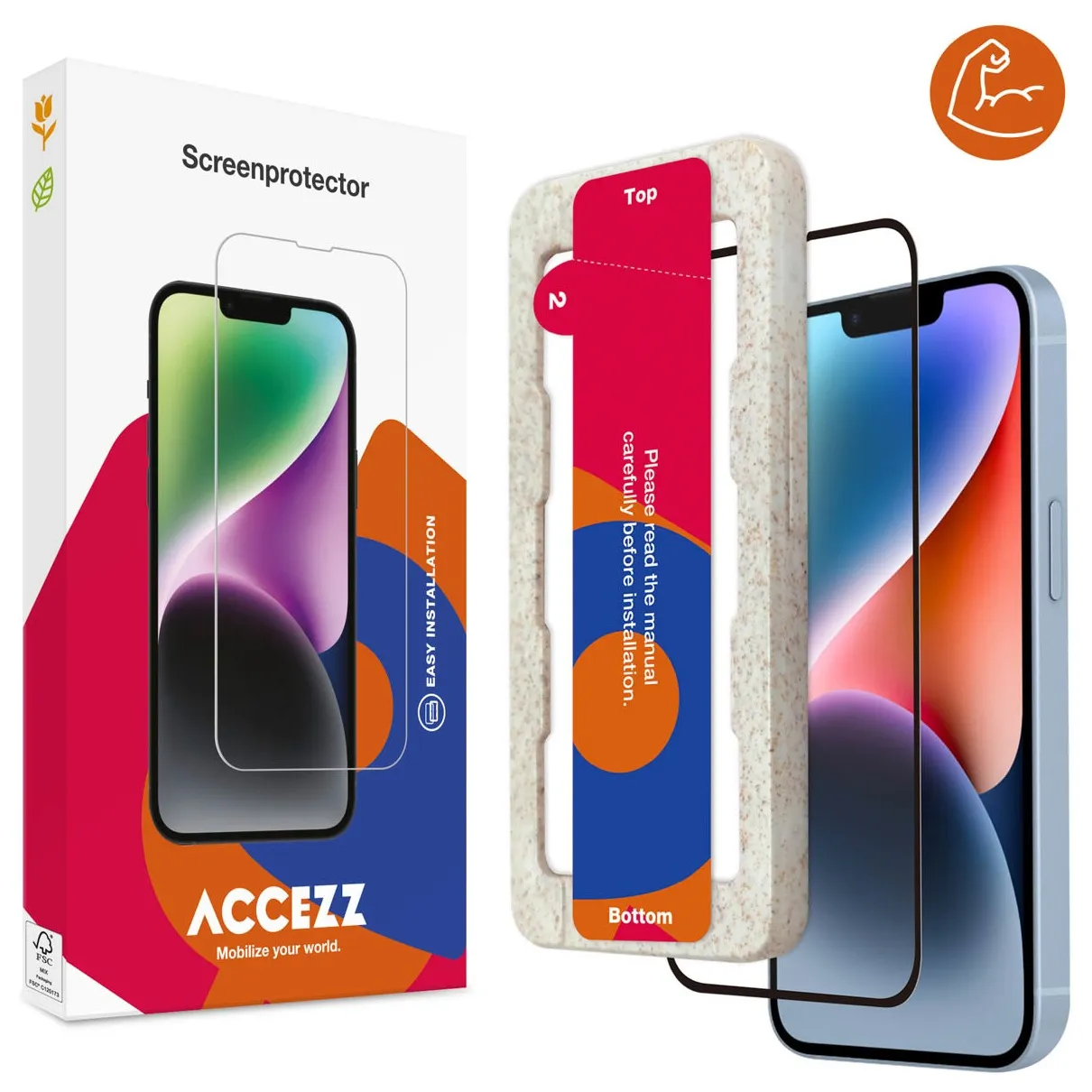 Accezz Triple Strong Full Cover Glas Screenprotector met applicator iPhone 13 / 13 Pro / 14 Transparant