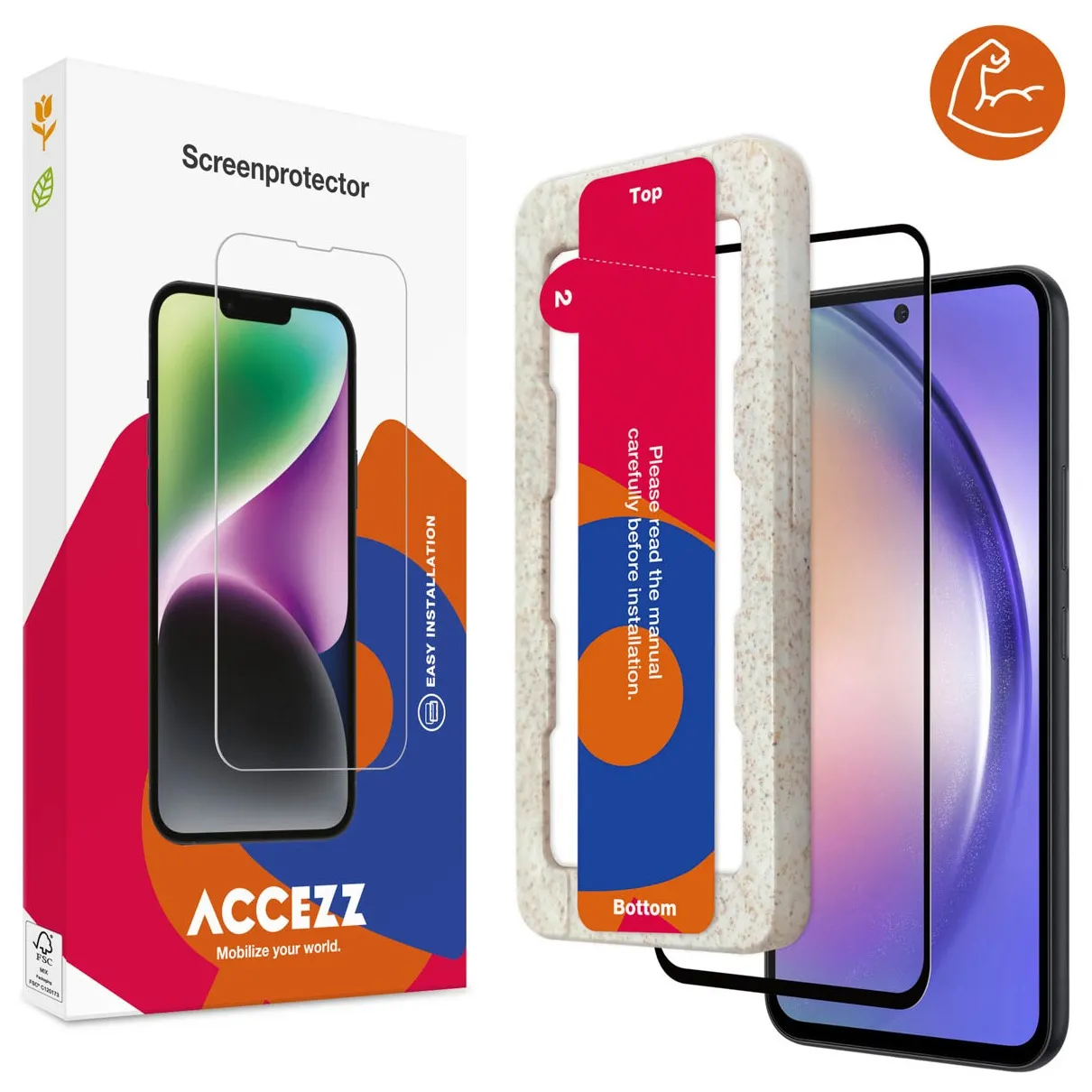 Accezz Triple Strong Full Cover Glas Screenprotector met applicator Samsung Galaxy A54 / S23 FE Transparant