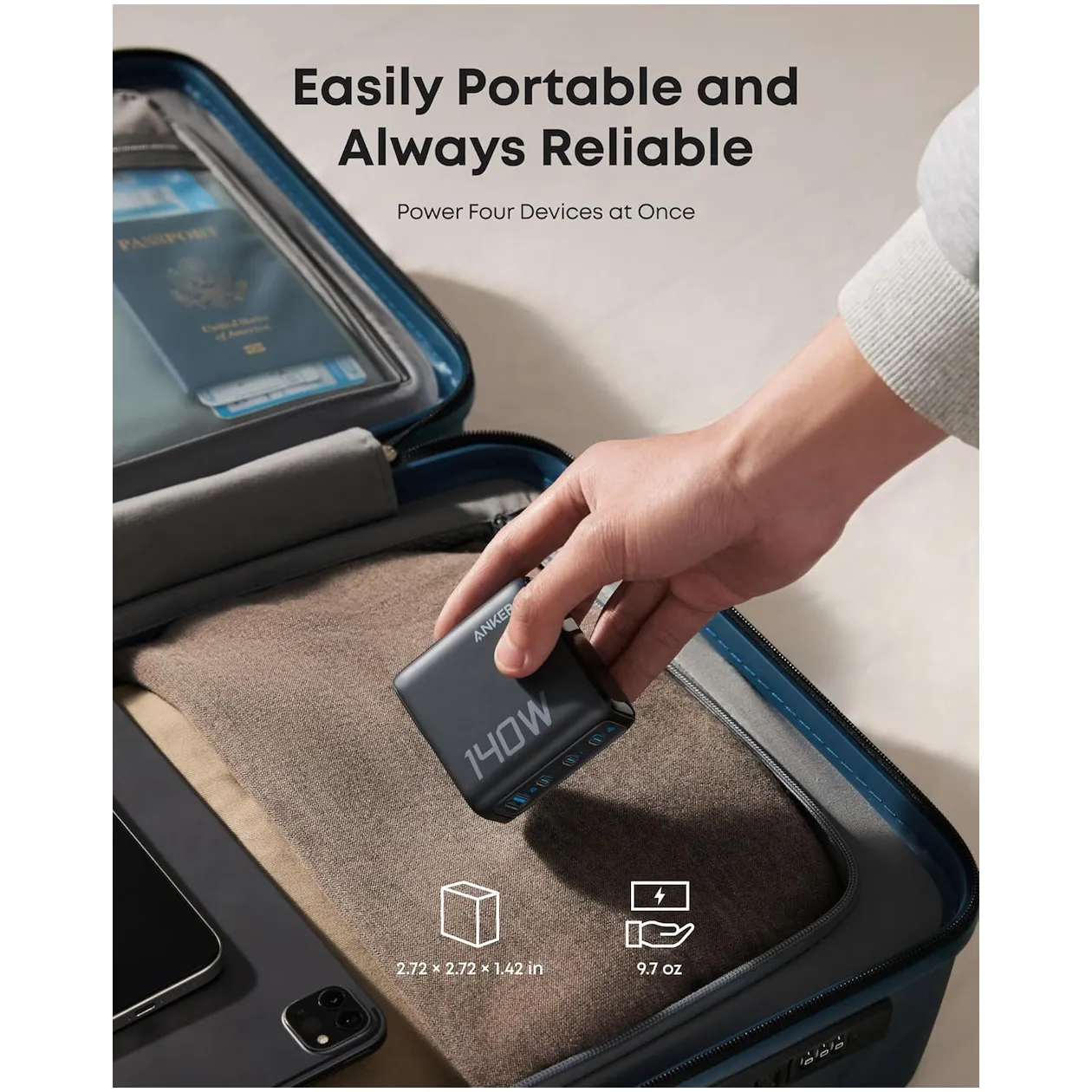 Anker Zolo 140W Charger 4-Port PD 3.1 with smart display 3C1A