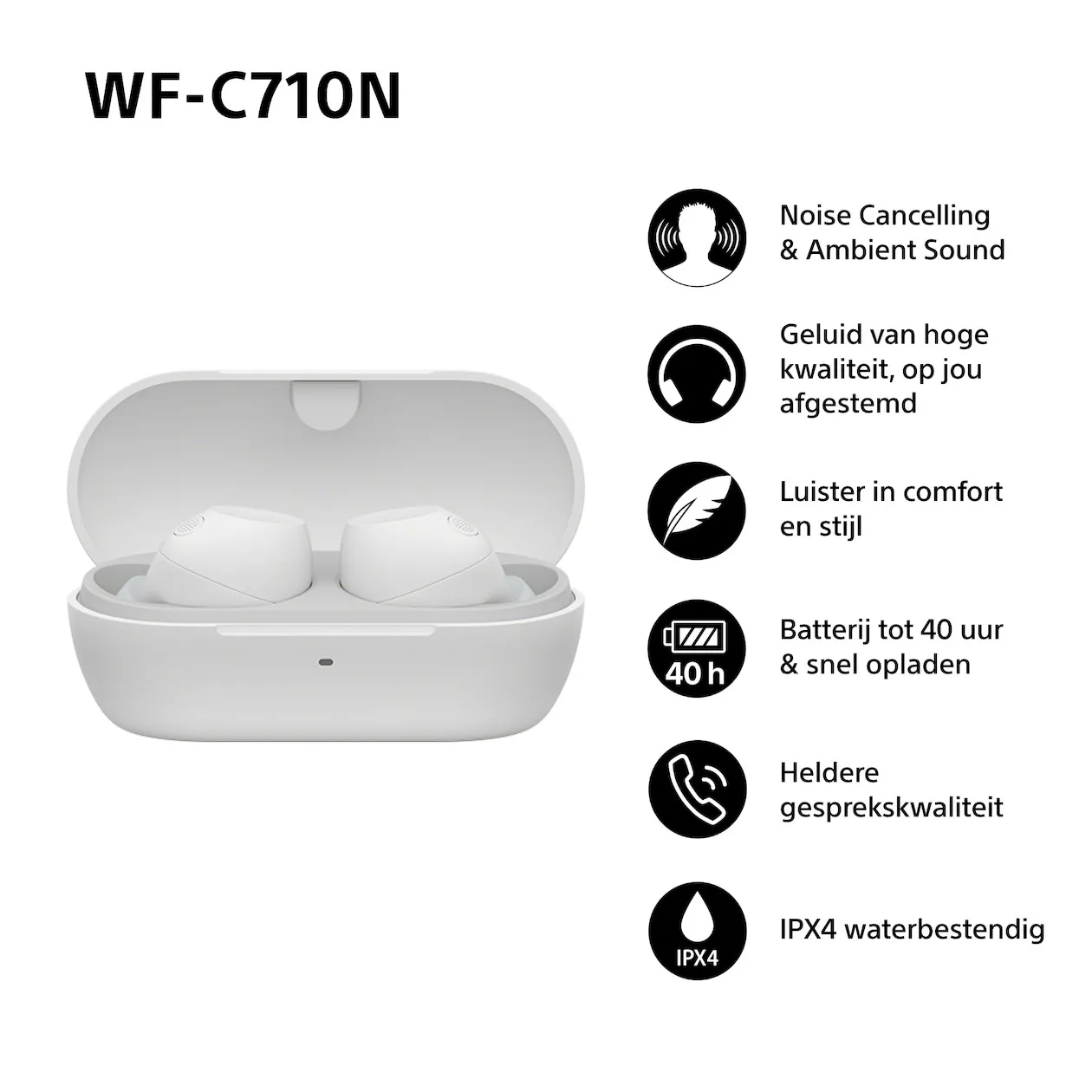 Sony WF-C710N Wit In-ear oordopjes kopen? | Expert.nl