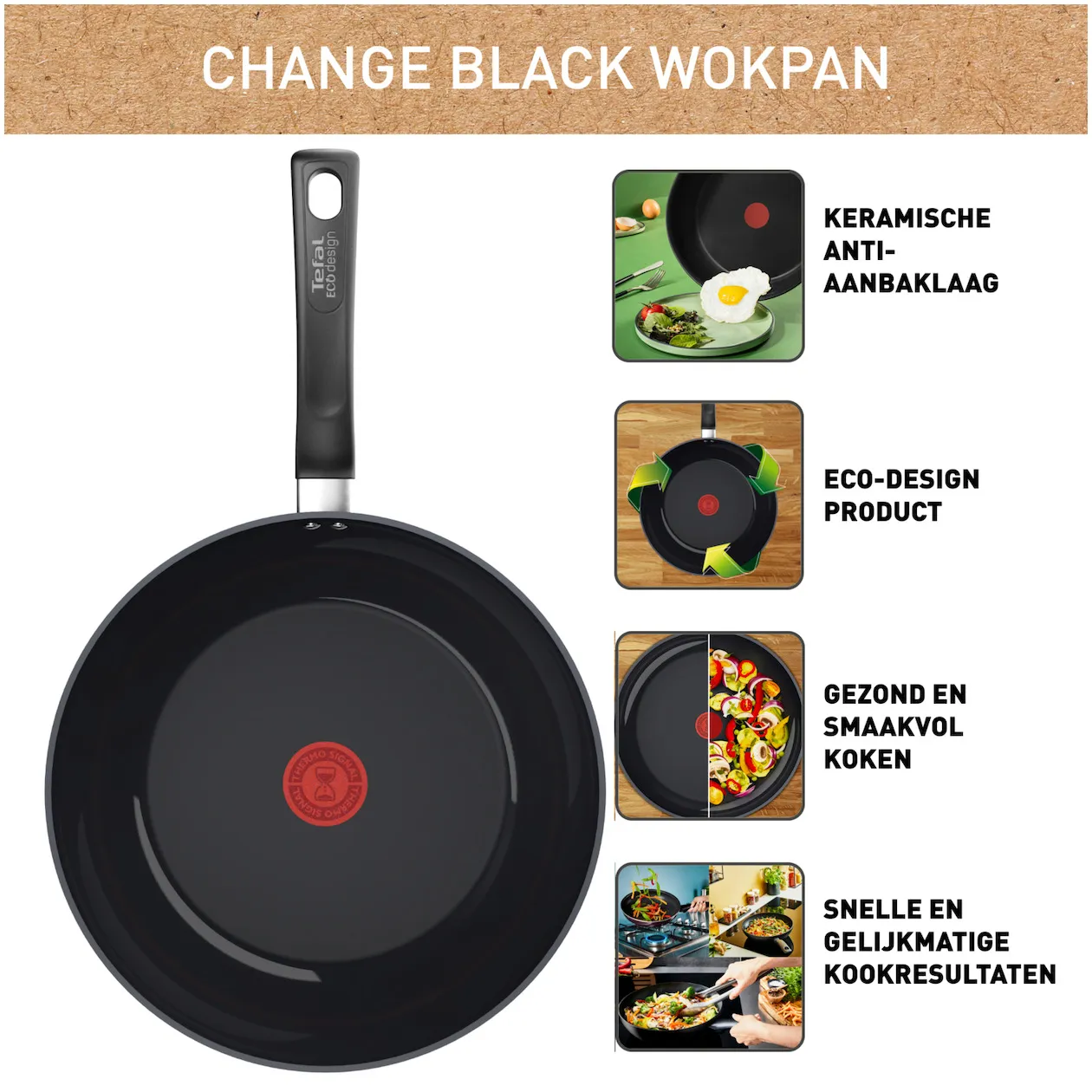 Wenco Wok pan, 28 cm, suitable for induction, aluminium with PFOA-free non-stick coating, black