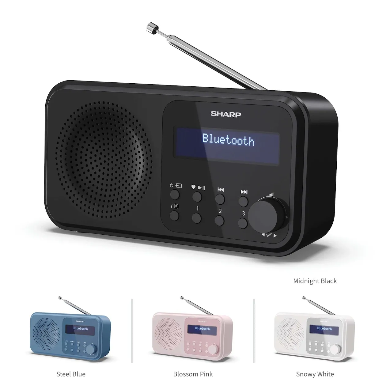 SHARP DR-P420 Draagbare digitale radio (DAB/DAB /FM met RDS, USB, Bluetooth 5.0, 3,5 mm jack/wekkerfuncties), blauw