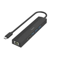 Hama USB-C Hub Multiport 6 Ports 3 x USB-A USB-C  HDMI LAN/Ethernet Zwart