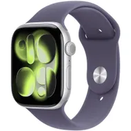 Apple Watch Series 11 GPS 46mm Silver Aluminium Case met Purple Fog Sport Band - M/L Zilver