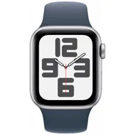 Apple Watch SE (2022) 40mm Zilver Aluminium Sportband S/M Stormblauw
