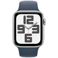 Apple Watch SE (2022) 4G 44mm Zilver Aluminium Sportband S/M Stormblauw
