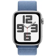 Apple Watch SE (2022) 4G 44mm Zilver Aluminium Sport Loop Winterblauw