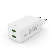 Hama Fast Charger GaN 2x USB-C PD/Qualcomm®  Mini-Charger 65 W Wit