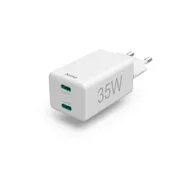 Hama Snellader, 2x USB-C, PD/QualcommÂ®, mini-oplader, 35 W Wit