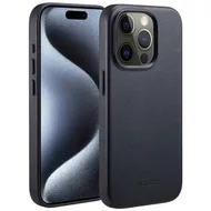 Accezz MagSafe Leather Backcover iPhone 15 Pro Zwart