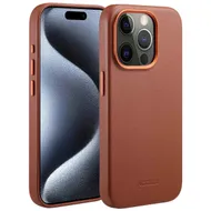 Accezz MagSafe Leather Backcover iPhone 15 Pro Bruin