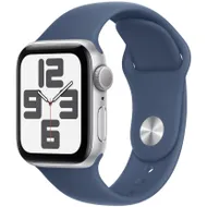 Apple Watch SE GPS 40mm Aluminium Case met Denim Sport Band - S/M Zilver
