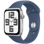 Apple Watch SE GPS 44mm Aluminium Case met Denim Sport Band - M/L Zilver