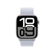 Apple Watch Series 10 GPS + Cellular 42mm Aluminium Case met Blue Cloud Sport Loop Zilver
