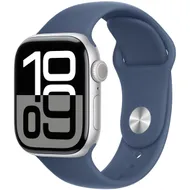 Apple Watch Series 10 GPS 42mm Aluminium Case met Denim Sport Band - M/L Zilver