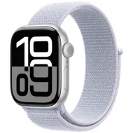 Apple Watch Series 10 GPS 46mm Aluminium Case met Blue Cloud Sport Loop Zilver