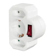 Hama Stopcontactadapter 3-voud., 1x geaard stopcontact, 2x euro, schakelaar Wit