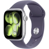 Apple Watch Series 11 GPS + Cellular 42mm Silver Aluminium Case met Purple Fog Sport Band - M/L Zilver