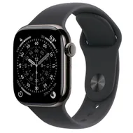 Apple Watch Series 11 GPS + Cellular 42mm Slate Titanium Case met Black Sport Band - M/L Titanium