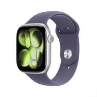 Apple Watch Series 11 GPS + Cellular 46mm Silver Aluminium Case met Purple Fog Sport Band - M/L Zilver