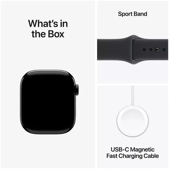 Apple Watch Series 11 GPS 42mm Jet Black Aluminium Case met Black Sport Band - M/L Zwart