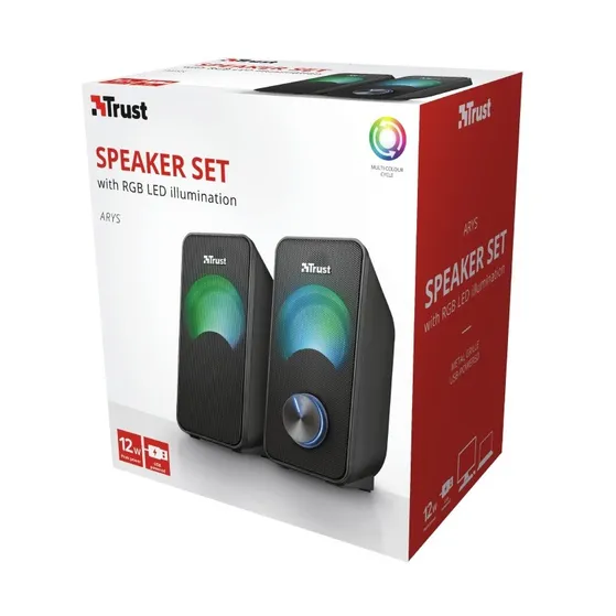 Trust Arys Compact RGB LED 2.0 speaker set Zwart