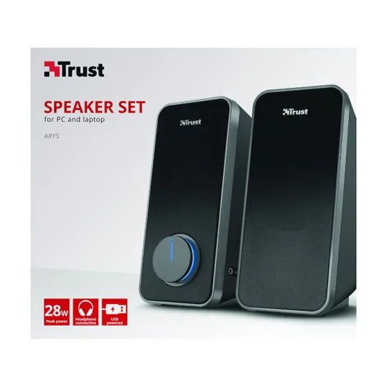 Trust Arys Compact RGB LED 2.0 speaker set Zwart